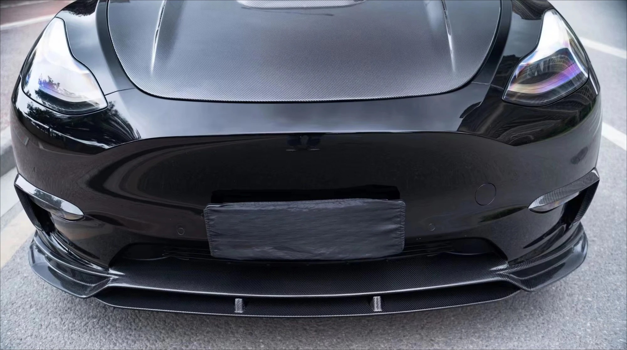 High Quality CMST Style Carbon Fiber Front Lip for Model Y Perfect Fitment